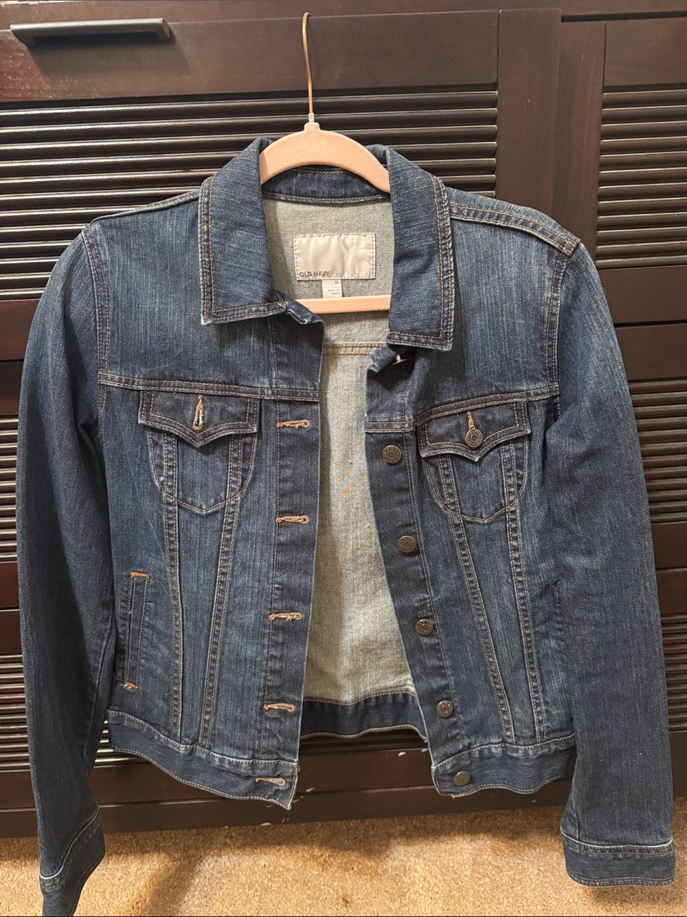Old Navy Medium Dark Blue Denim Jacket with Button Front
